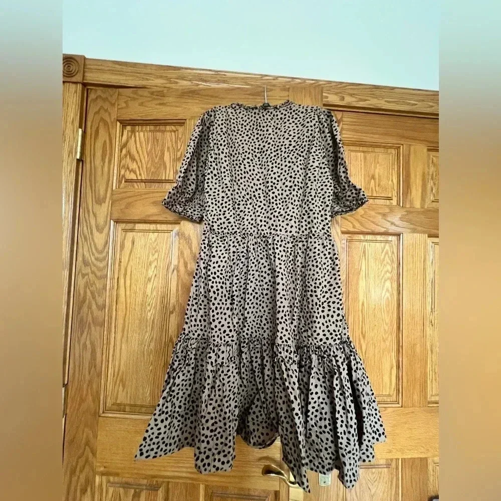 J. Crew - Ruffled Tiered Popover Leopard Dot Dress